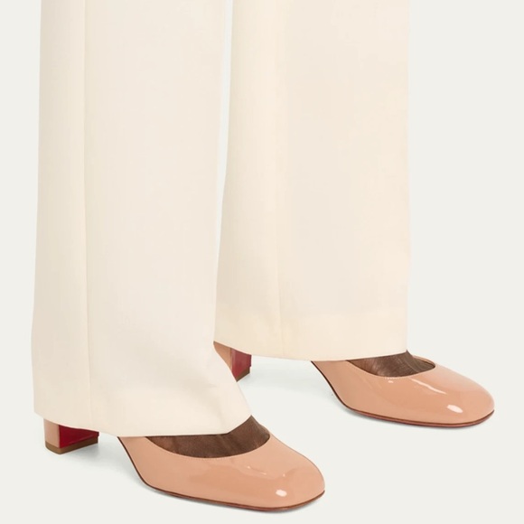 Christian Louboutin Cadrilla 70 Nude Blush Patent Leather Block Heel Pump 37.5 - Picture 5 of 15